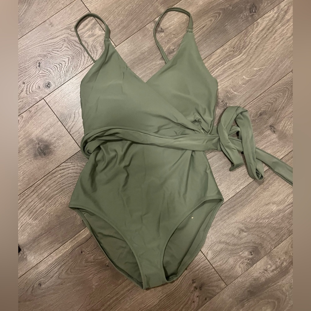 Aerie Olive Green Wrap Swimsuit